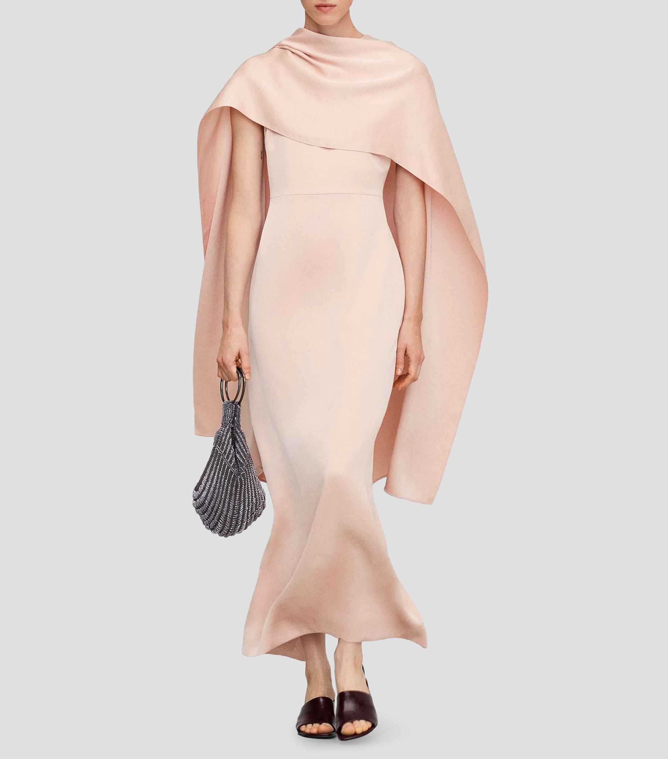 Vestido largo liso satinado Mujer